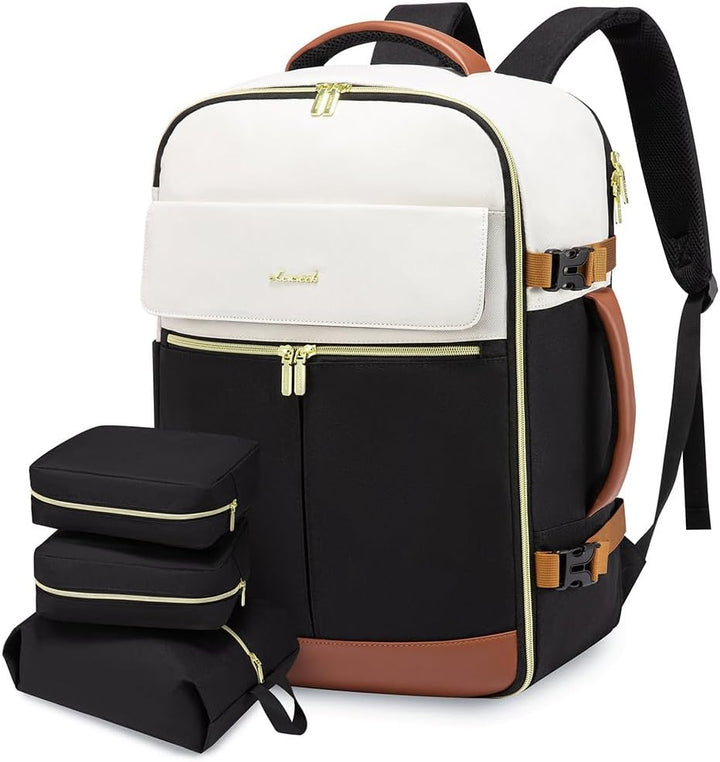 LOVEVOOK Mochila de viaje para mujer, mochila de mano TSA, Beige-ne...
