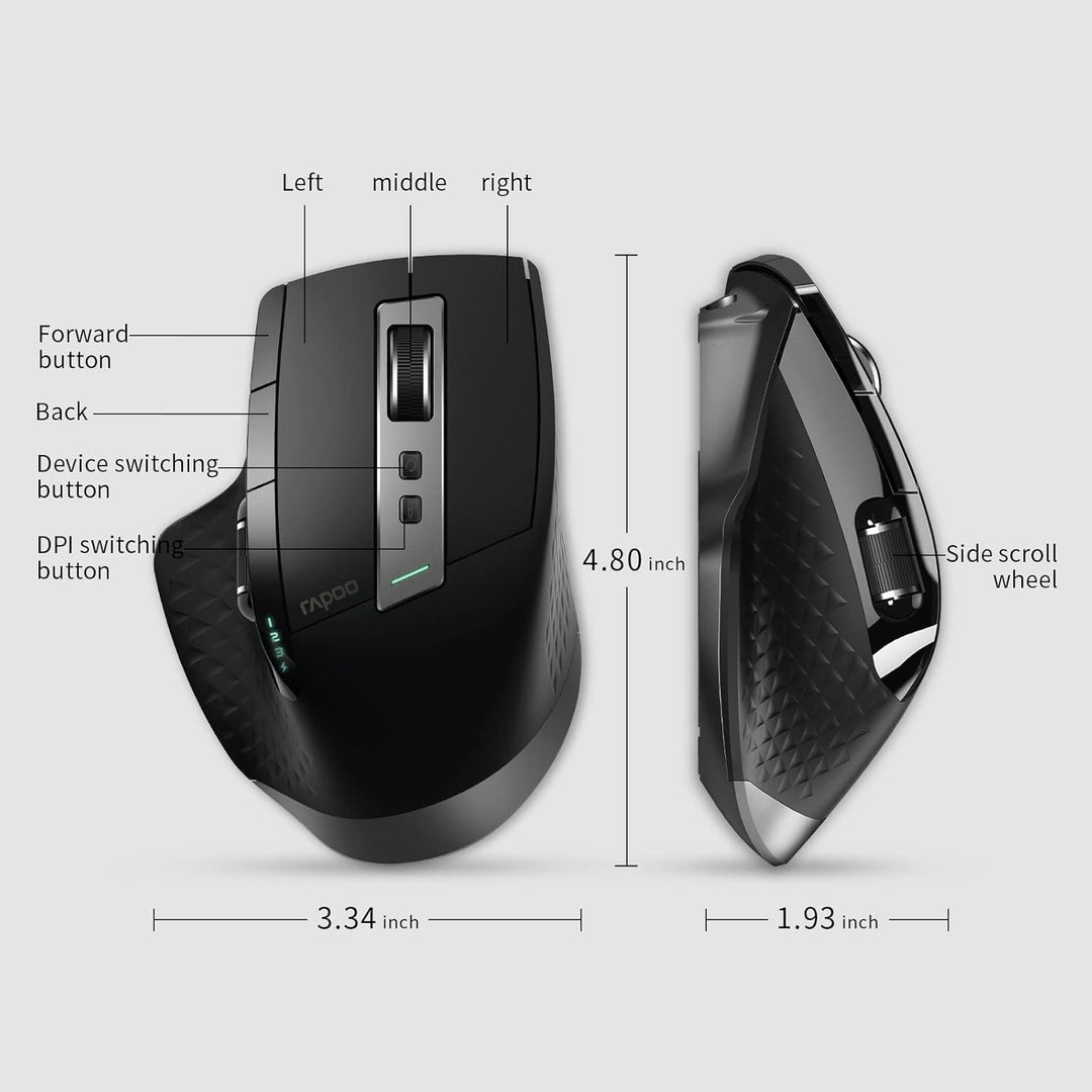 Rapoo Ratón inalámbrico Bluetooth, 4 DPI ajustables, recargable, mu...
