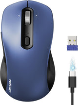 TECKNET Ratón Bluetooth recargable, [USB + BT5.0 + BT3.0], mouse in...
