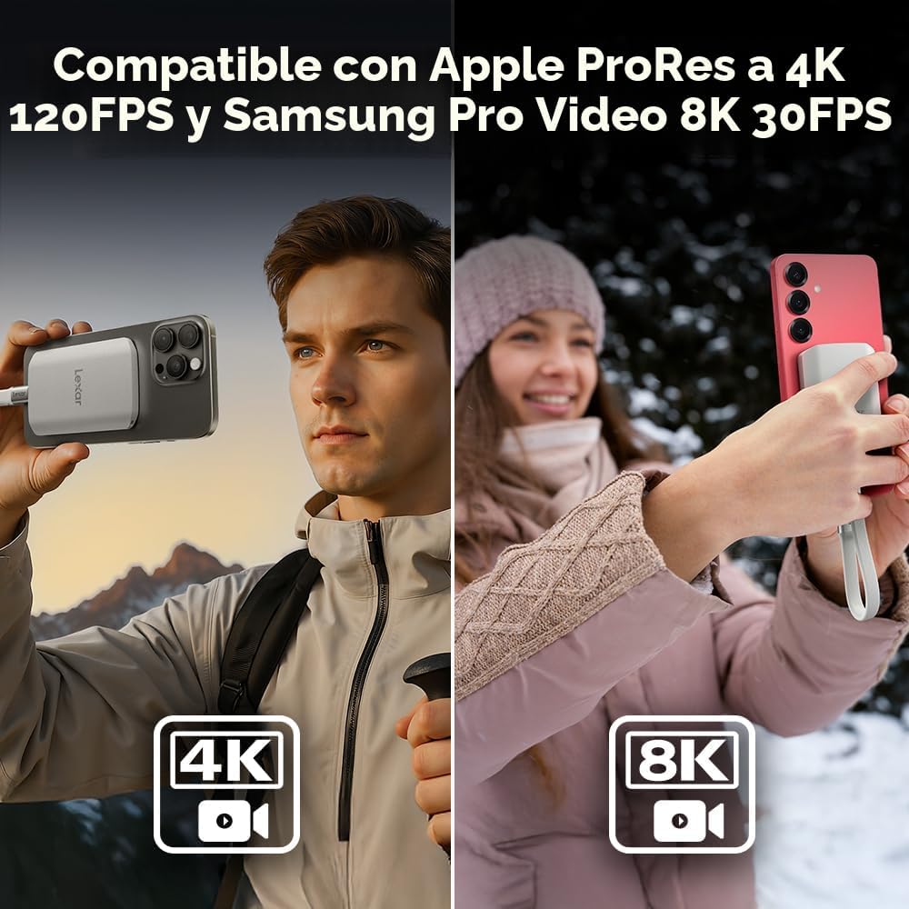 Lexar SSD externo magnético ES5 de 2 TB, hasta 2000 MB\/s, compatib...