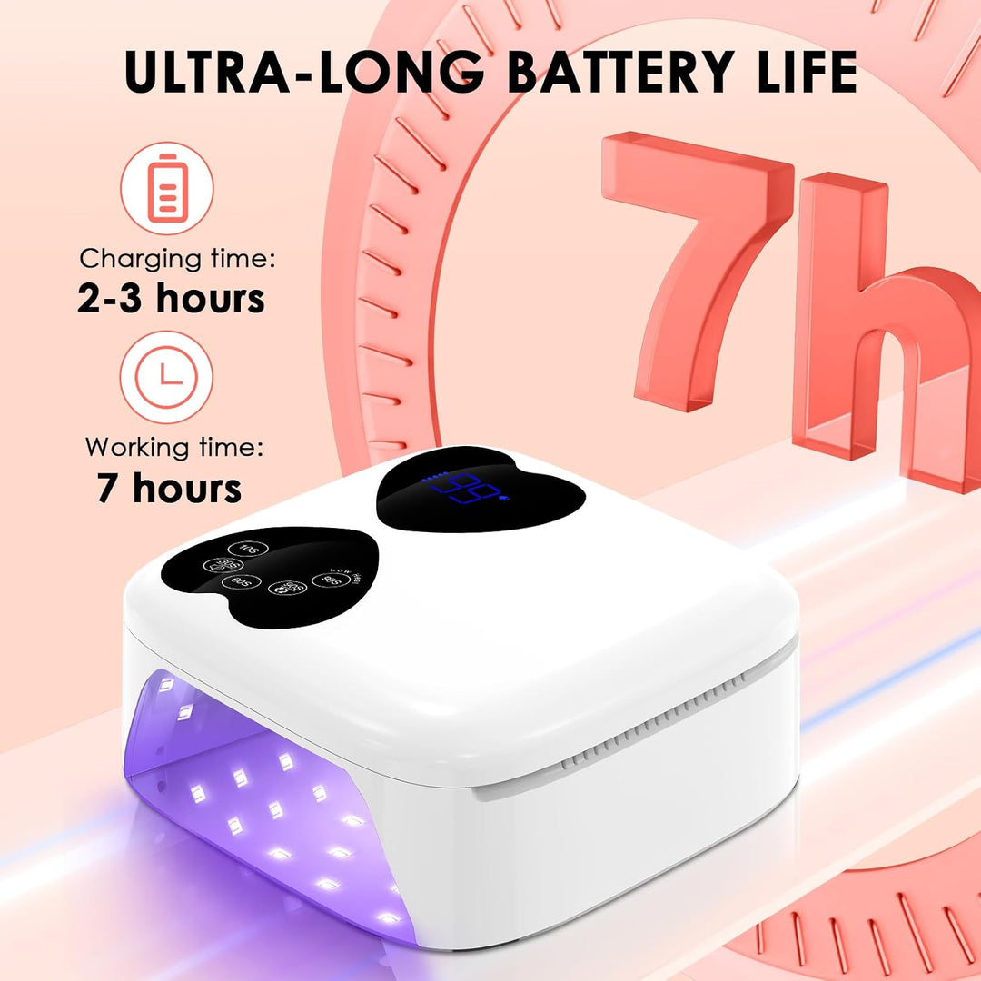 HUITINE - Lámpara de uñas LED UV, inalámbrica, 80 W, recargable, lu...