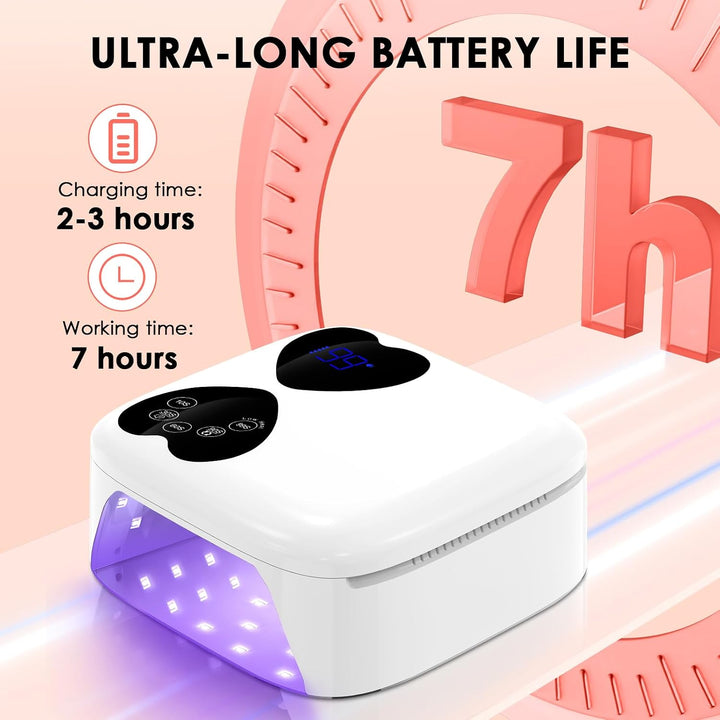 HUITINE - Lámpara de uñas LED UV, inalámbrica, 80 W, recargable, lu...