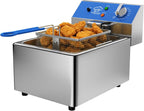 TOPKITCH Freidora Eléctrica Profunda de 6L con Envase de Aceite Extraíble y Asa, Cesta de Malla de Alambre Sólido y Tapa, Freidoras Comerciales Ligeras para Encimera - 120V 1800W