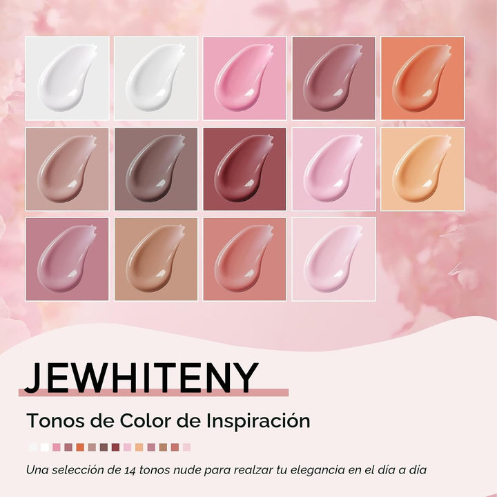 JEWHITENY Kit de uñas de gel de extensión de polímero de 14 colores...