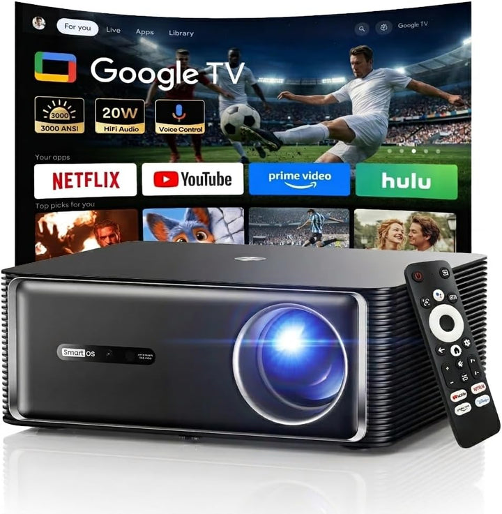 Boldever Proyector inteligente de Google TV 3000 ANSI - Proyector 4...