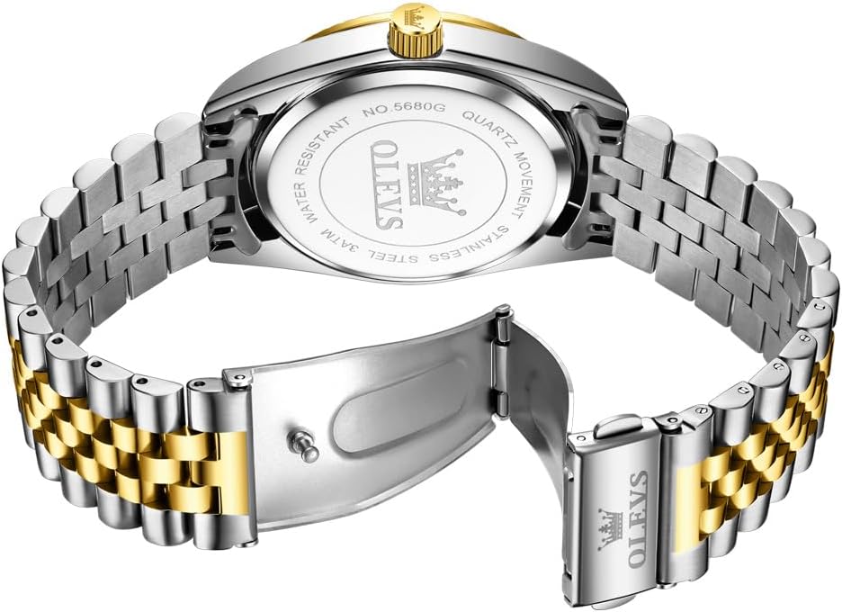OLEVS Reloj para Hombres Acero Inoxidables Cuarzo Lujo Reloj de vestir de gran esfera