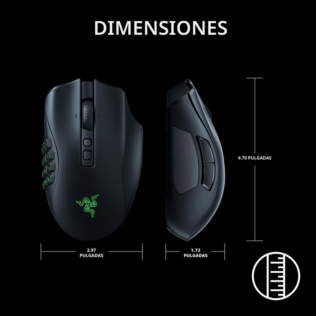 Razer Naga V2 Pro ratón inalámbrico para Multijugador masivo en lín...