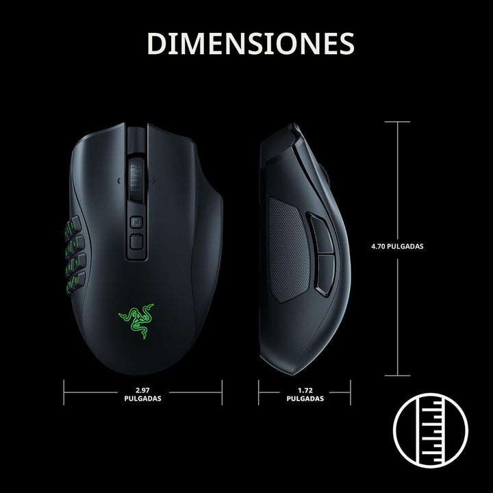 Razer Naga V2 Pro ratón inalámbrico para Multijugador masivo en lín...
