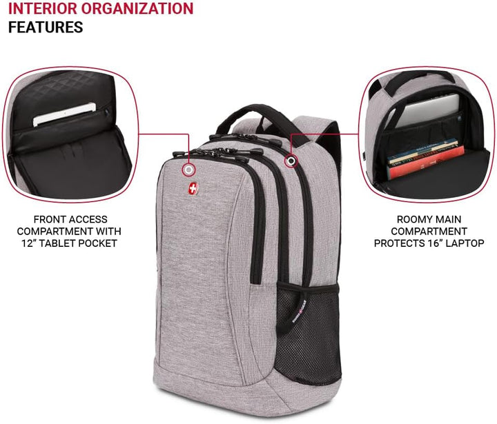 SwissGear 5668 Mochila para portátil, gris claro jaspeado, 18.25 pu...