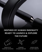 novium Hoverpen Future - Pluma Estilográfica de Lujo, Aguja Schmidt (Punta Fina), Convertidor, Recambio Extra, Estética Futurista, Metal Aeroespacial, Mejor Set de Regalo de Pluma para Hombres y Mujeres (Deep Black)