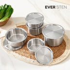 CaKE - 5 recipientes de acero inoxidable para almacenamiento de alimentos con tapas, juego de 5 recipientes para electrodomésticos de cocina, aptos para lavavajillas, Corea del Sur