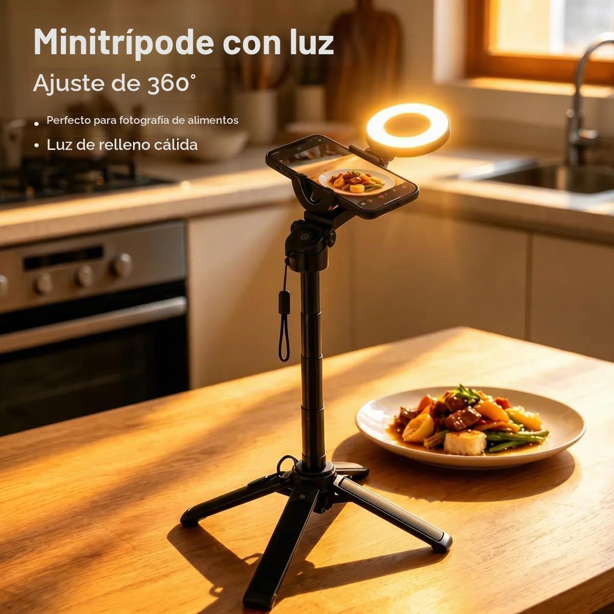 Mini palo magnético 6 en 1 para selfie de 20.5 pulgadas para iPhone con luz LED. Se puede convertir en mini trípode/agarre de cámara de teléfono/estabilizador de mano/soporte para teléfono
