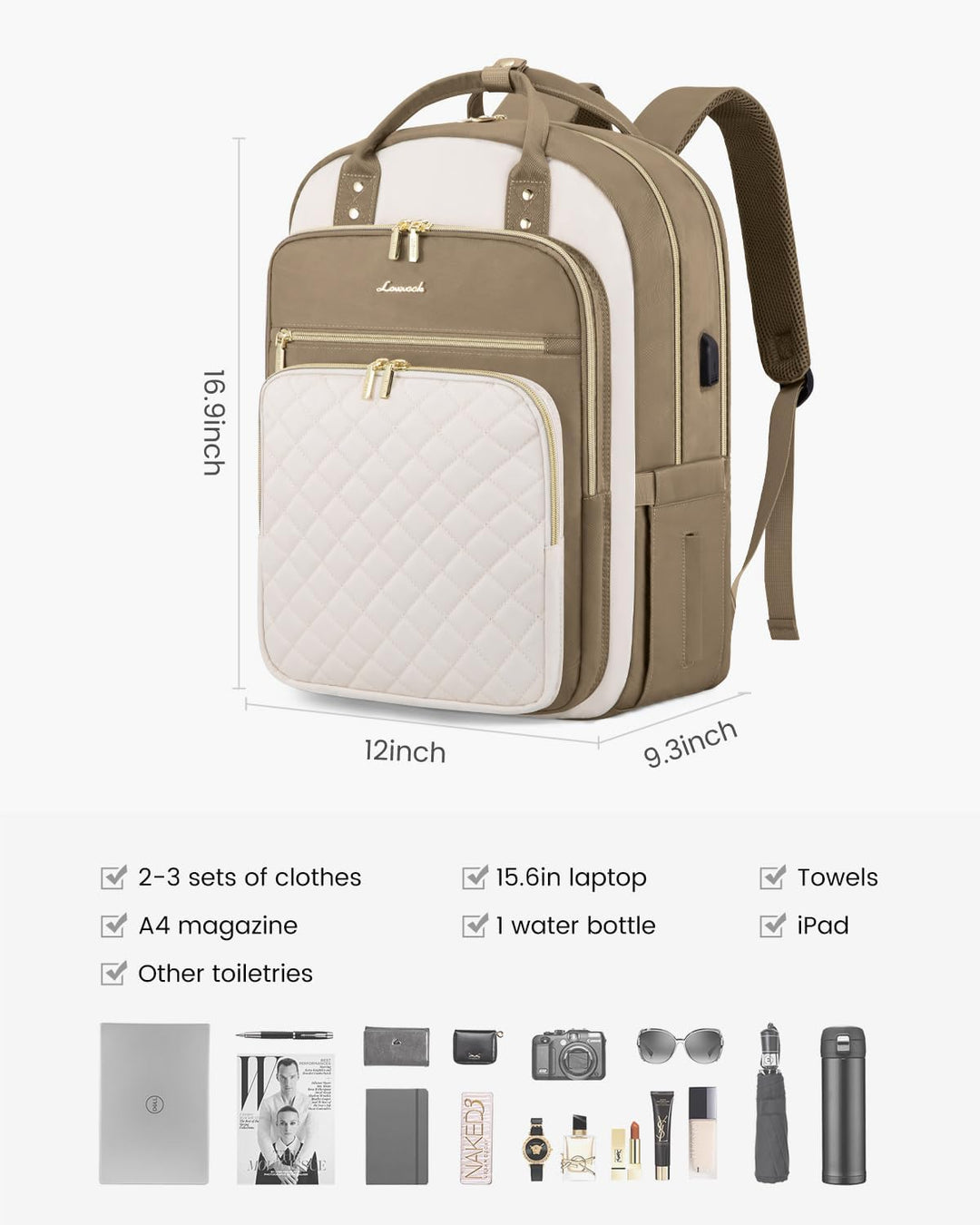 LOVEVOOK Mochila para laptop para mujer con compartimento separado...