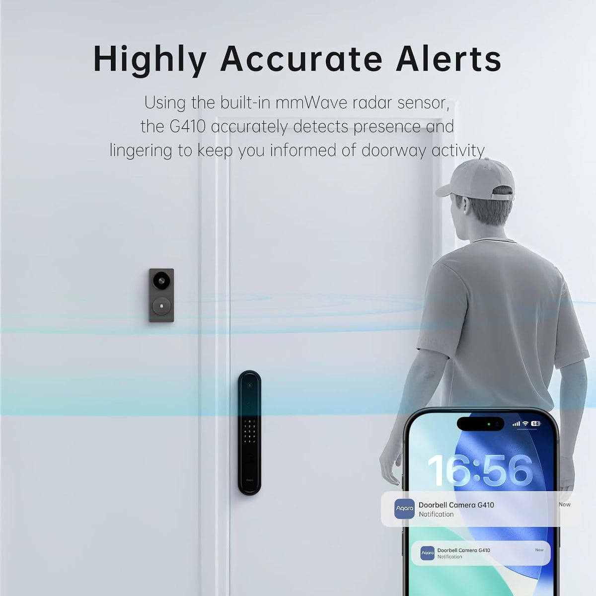 Aqara Smart Doorbell Camera G410 con Chime, HomeKit Secure Video, negro
