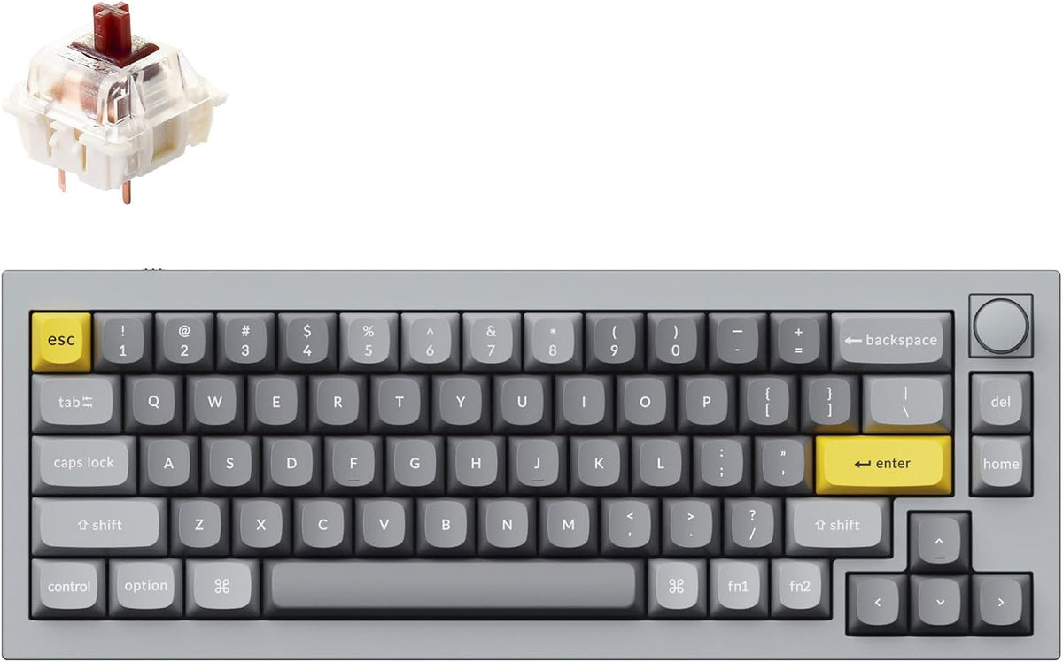 Keychron Q2 Teclado mecánico con cable al 65% con perilla y RGB – Interruptor marrón Gateron G Pro intercambiable en caliente, programable QMK/VIA, montaje de doble junta, cuerpo de aluminio para Mac