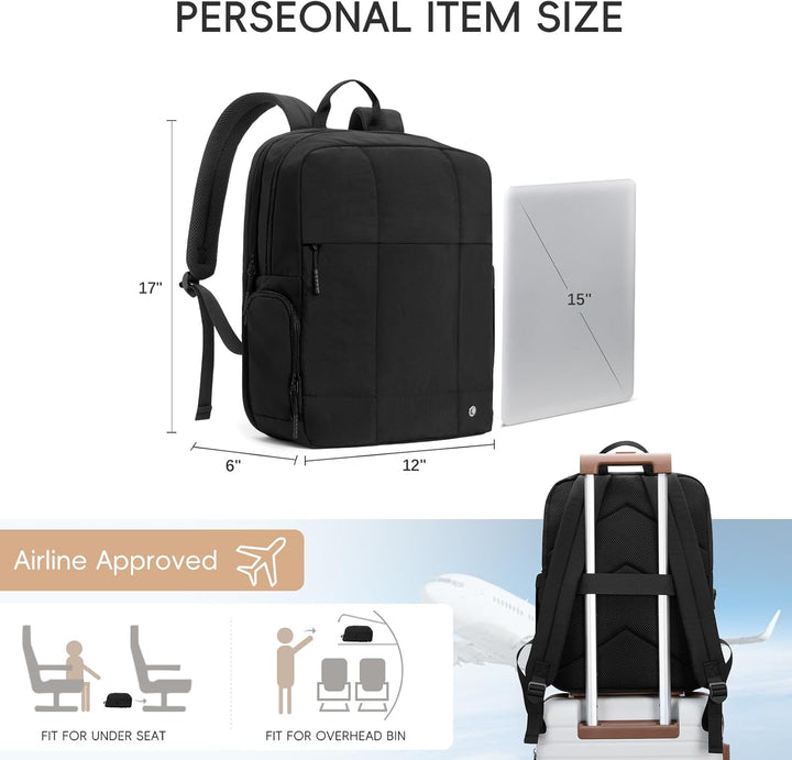 CLUCI Mochila inflada acolchada para laptop para mujeres, Negro sua...