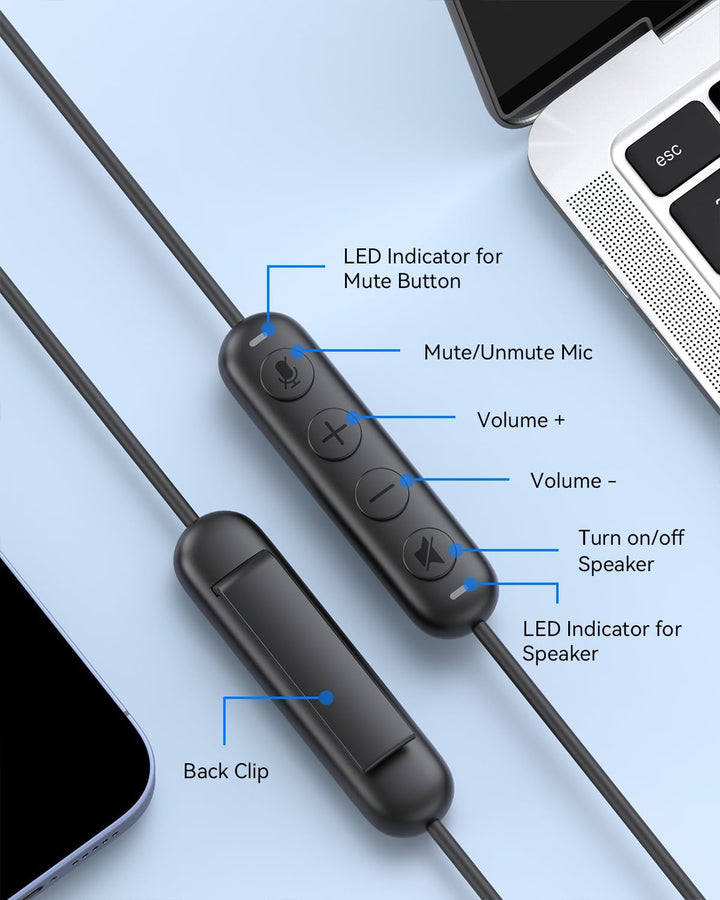 EMEET Auriculares con cable HS50 con micrófono auriculares