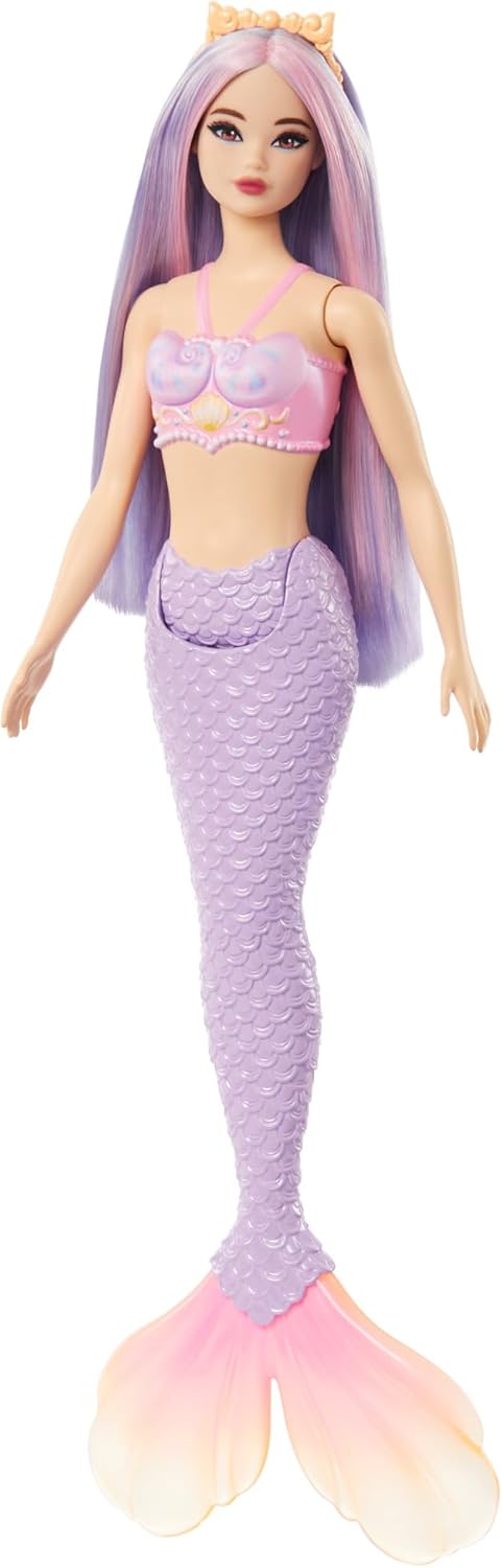 Barbie Muñeca de sirena con accesorio de pelo y diadema de
