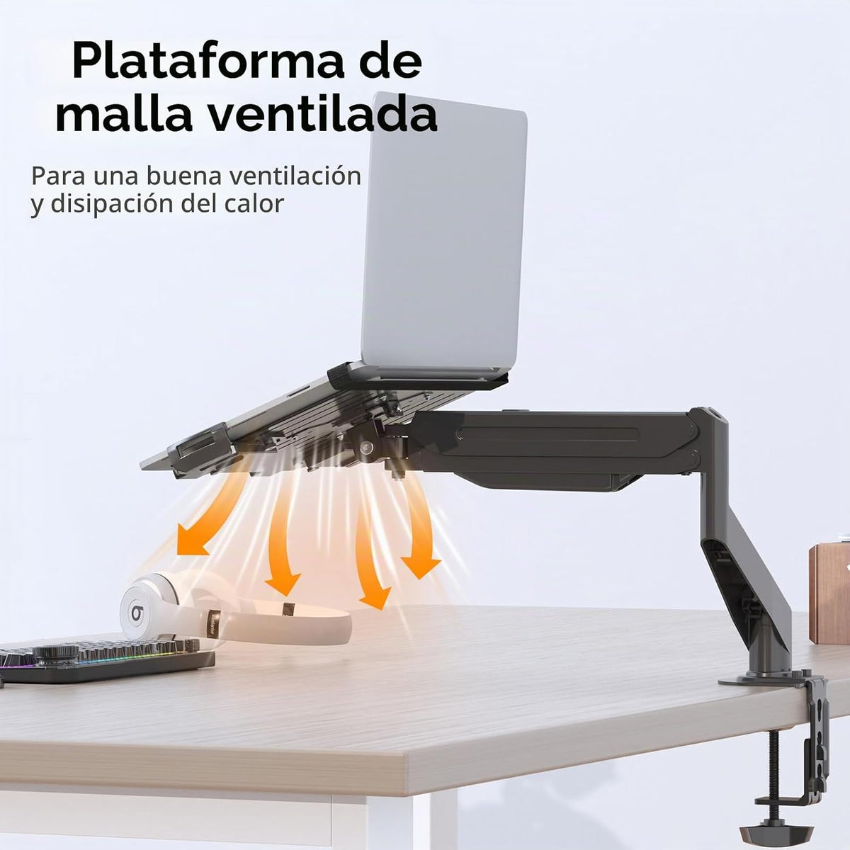 suptek Bandeja ajustable de montaje en brazo VESA para portátil de...