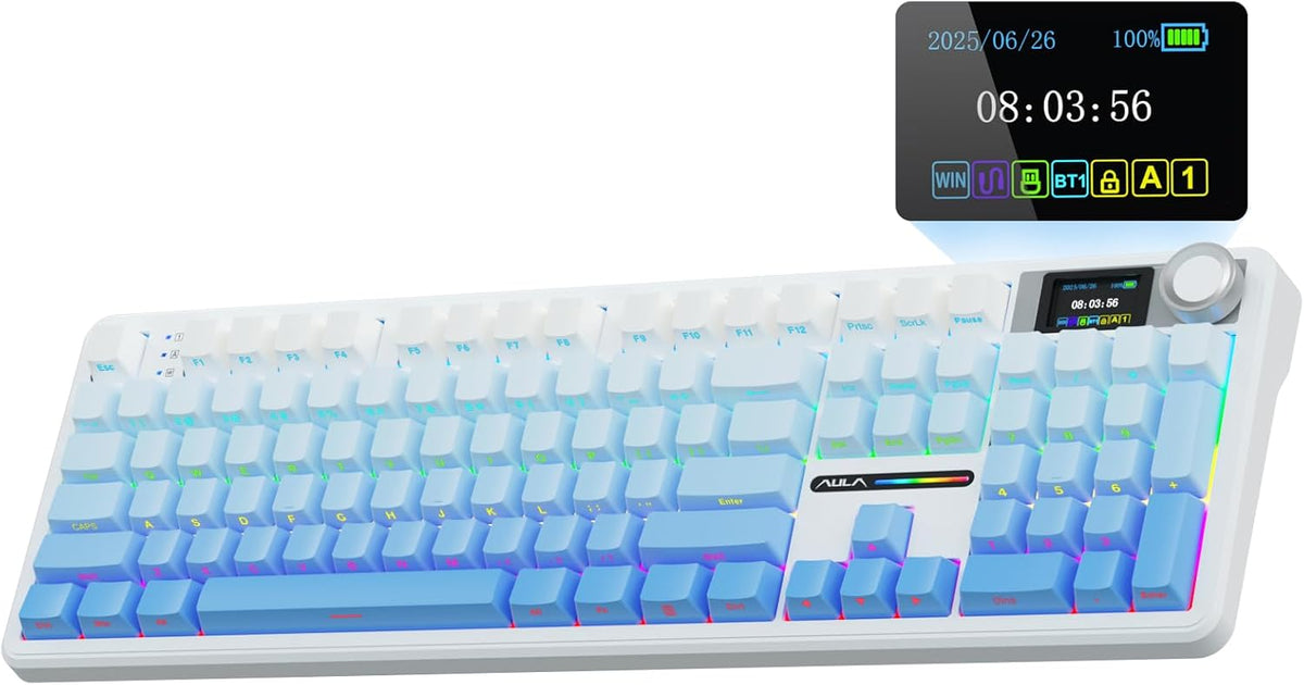 AULA F108 PRO - Teclado mecánico inalámbrico con pantalla y perilla...