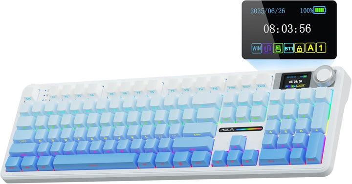 AULA F108 PRO - Teclado mecánico inalámbrico con pantalla y perilla...