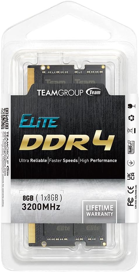 TEAMGROUP Elite DDR4 8GB Single 3200MHz PC4-25600 CL22 (2933MHz o 2...