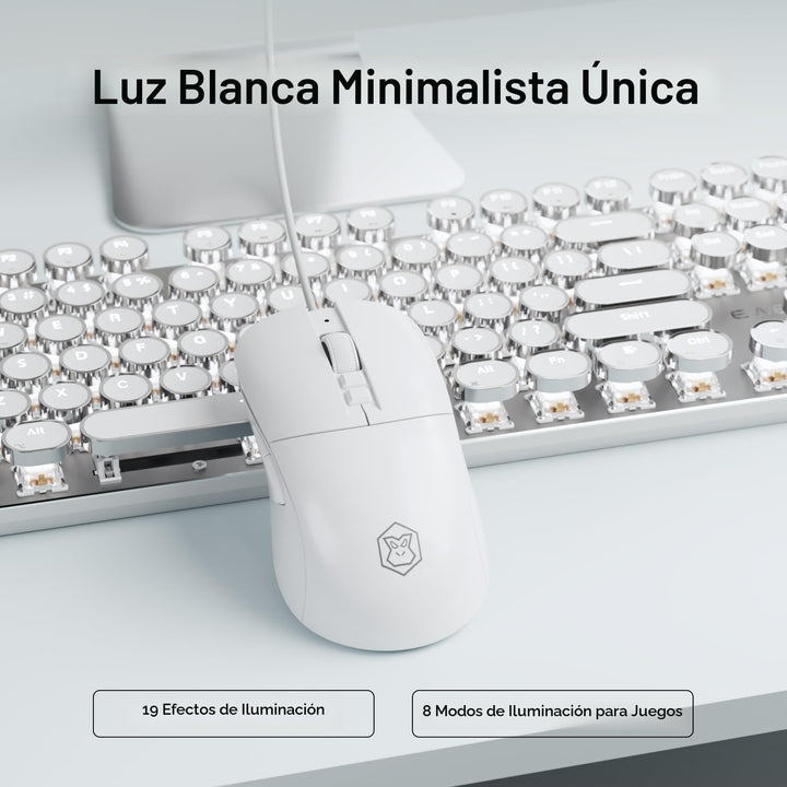 EWEADN - Combo de teclado y mouse con cable, teclado mecánico estil...