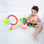 Yookidoo Juguetes de baño para niños pequeños (de 4 a 8 años) – Lanzador de bolas de cañón de agua – Ventosas para cualquier bañera o ducha – Incluye 5 bolas y aro para disparar – ¡Convierte la hora