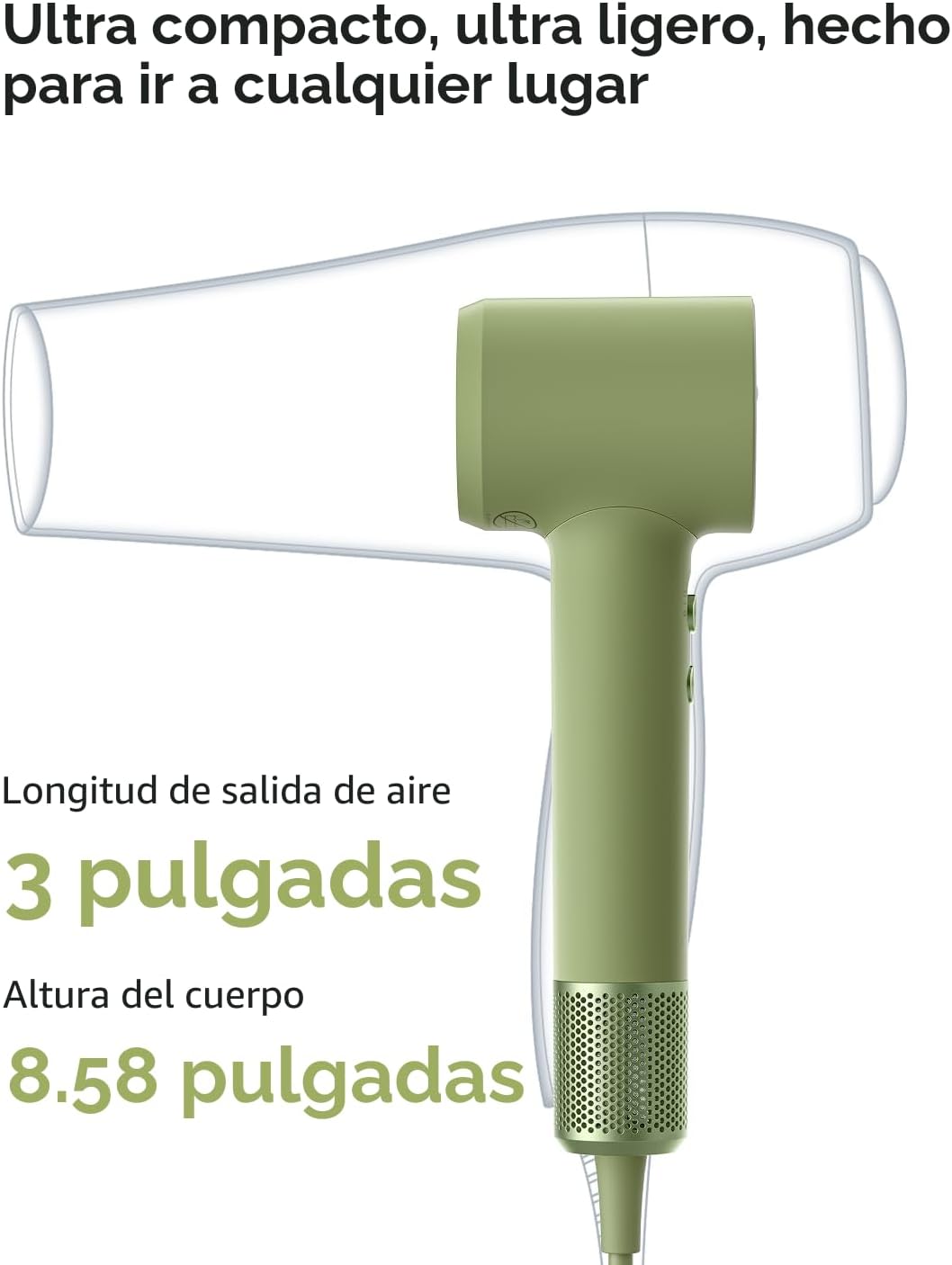 Laifen Mini secador de pelo, ligero y compacto, de alta velocidad,...