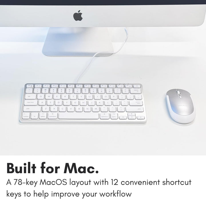 Macally Teclado pequeño para Mac con concentrador USB (3 puertos) -...