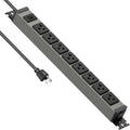 Regleta de alimentación resistente para montaje en pared, protector de sobretensiones de 20 amperios 1200J de metal, 8 salidas debajo del escritorio, 20A, toma de mesa eléctrica de garaje, enchufes industriales 6-20R ranura en T, cable de extensión de 10