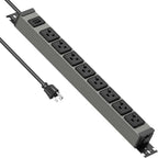Regleta de alimentación resistente para montaje en pared, protector de sobretensiones de 20 amperios 1200J de metal, 8 salidas debajo del escritorio, 20A, toma de mesa eléctrica de garaje, enchufes industriales 6-20R ranura en T, cable de extensión de 10
