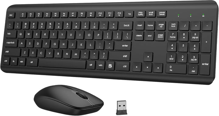 Combo de teclado y ratón inalámbricos, teclado ergonómico silencios...