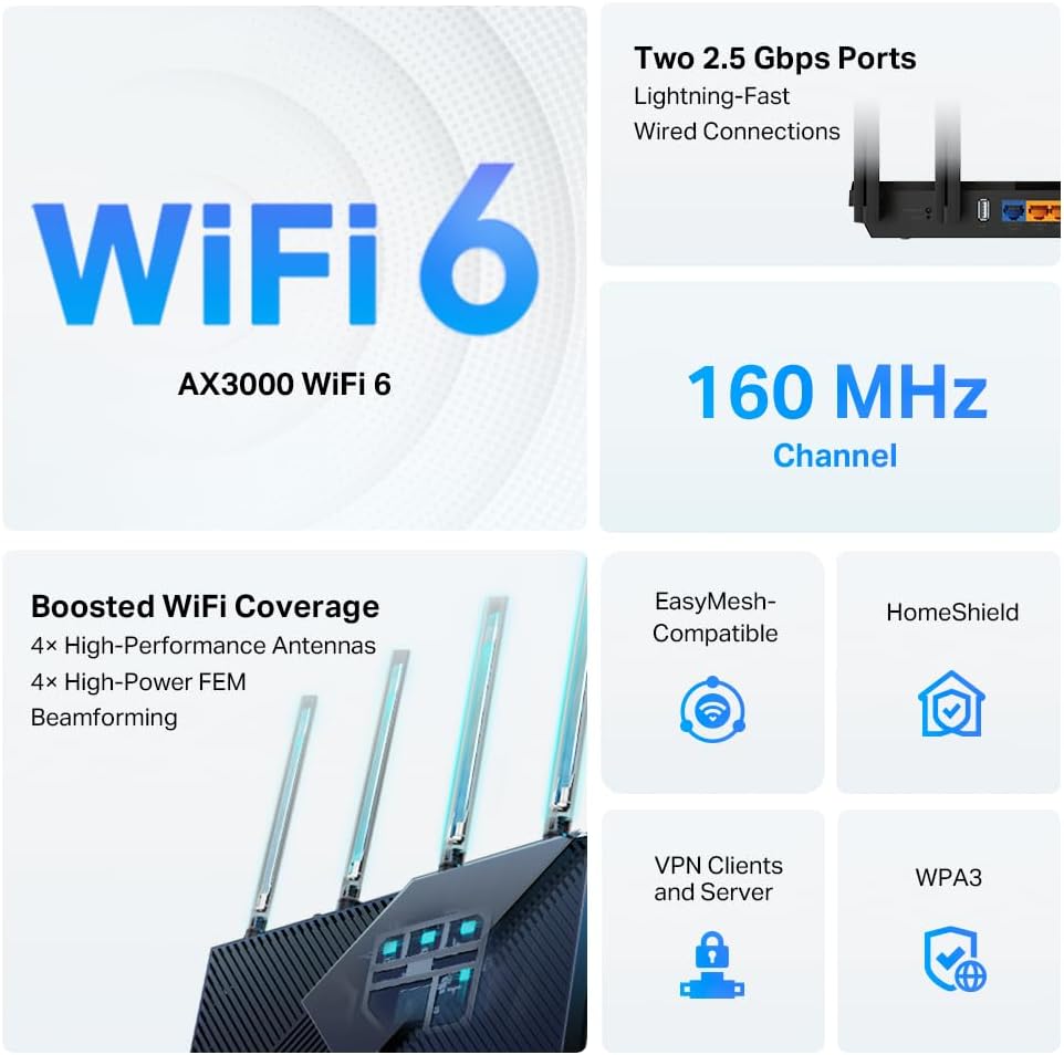 TP-Link Router WiFi 6 AX3000 (Archer AX55 Pro) - Internet inalámbri...