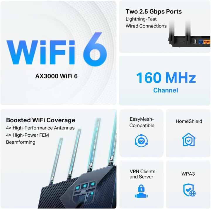 TP-Link Router WiFi 6 AX3000 (Archer AX55 Pro) - Internet inalámbri...