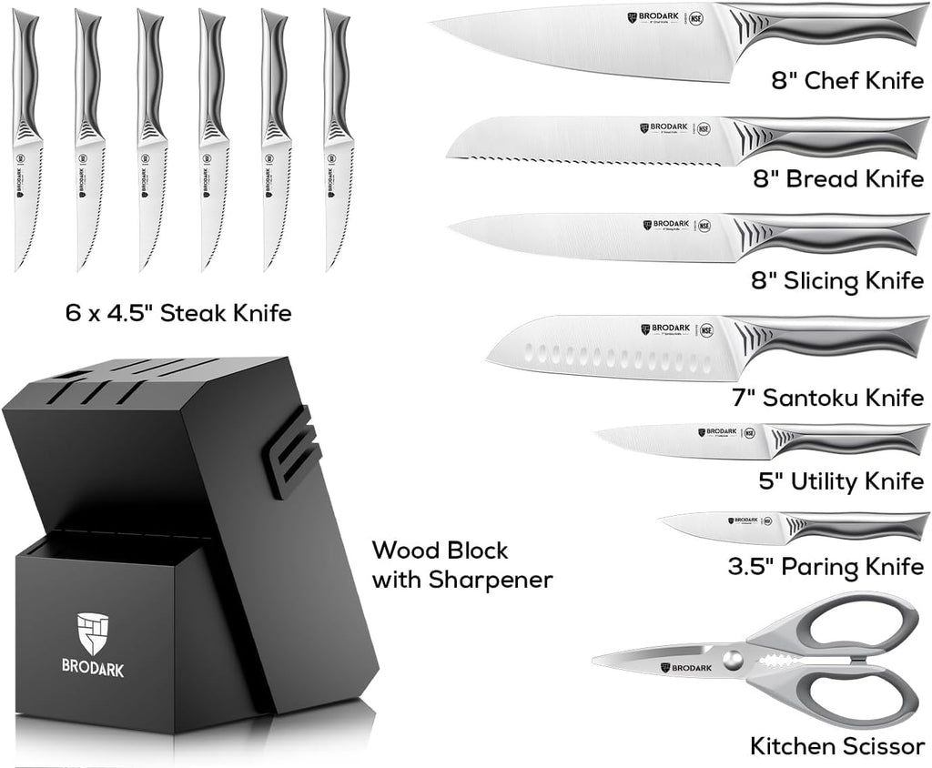 Juego de cuchillos de cocina de 15 piezas con bloque afilador