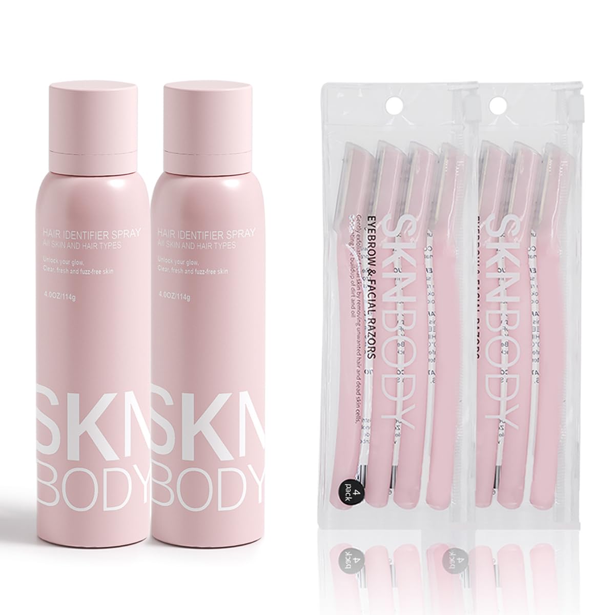 SKNBODY Spray Identificador de Vello con Set de Dermaplaner 2 Pack,...