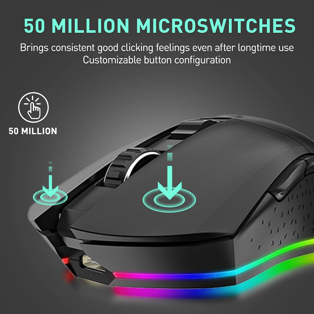 DAREU EM901X - Mouse inalámbrico para juegos con base de carga RGB...