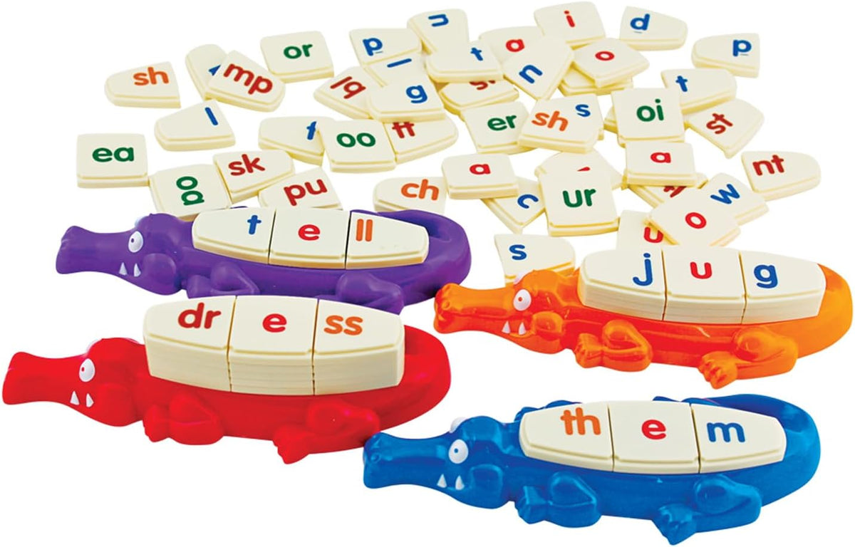 Juego de construcción de palabras Spelligator de Junior Learning, Edades 5-9, Conciencia fonémica, 75 fichas de letras