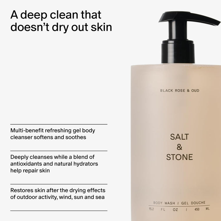 Salt &amp; Stone Gel de baño con antioxidantes para una humedad pro...