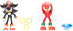 JAKKS Pacific Sonic The Hedgehog - Figura de acción de 4 pulgadas, paquete de 2 Knuckles & Shadow
