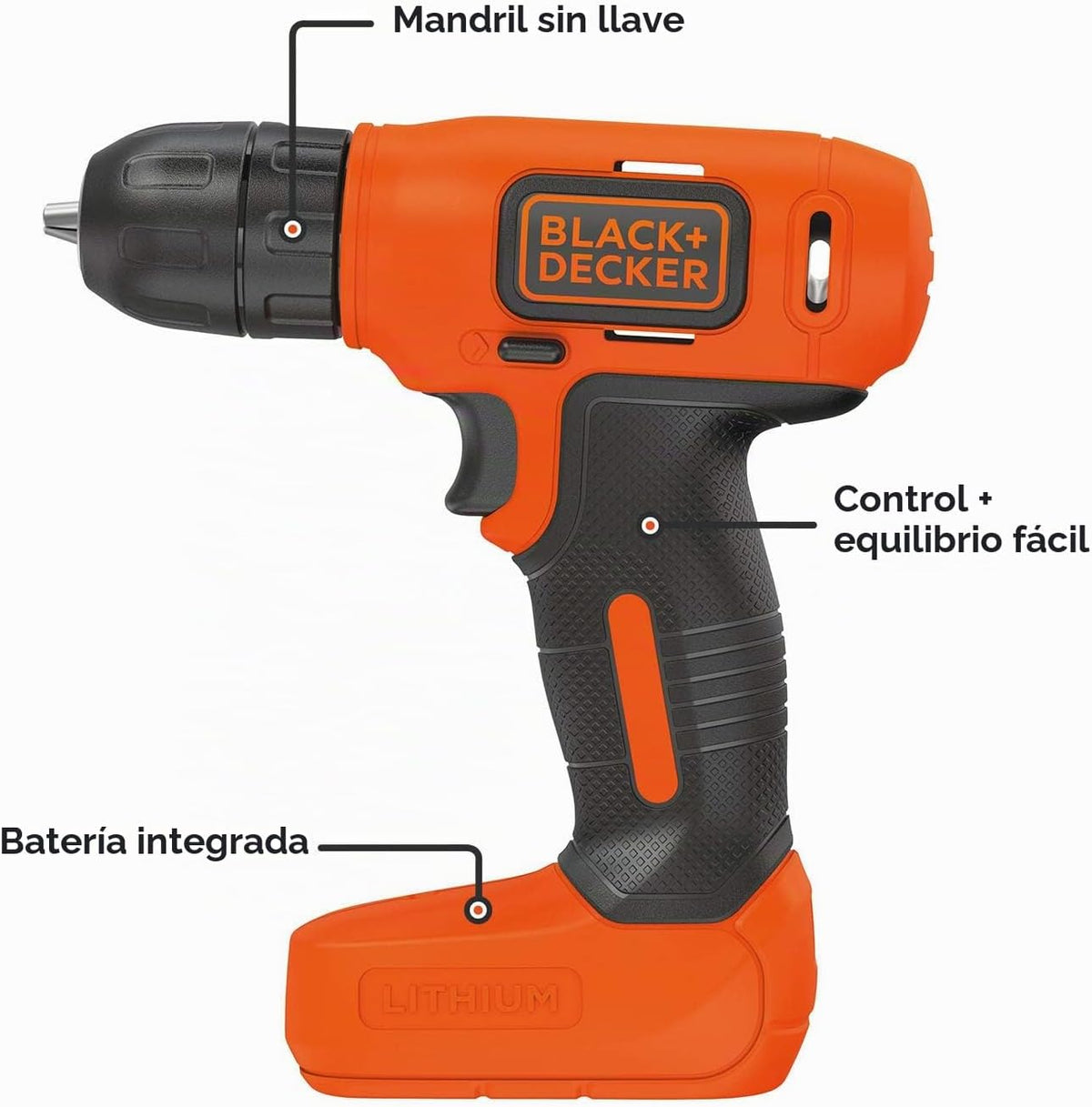 BLACK+DECKER Taladro/destornillador inalámbrico de 8 V MAX (BDCD8C)