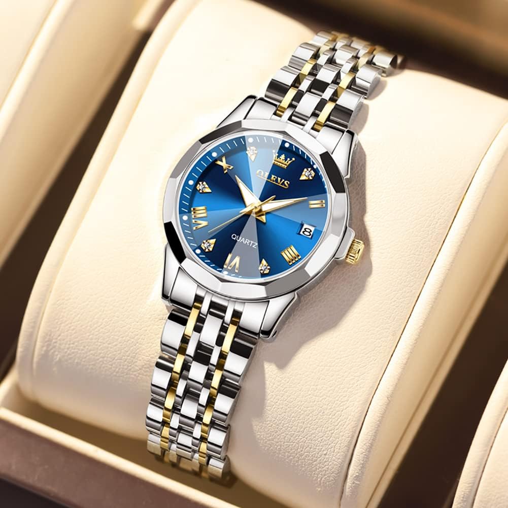 OLEVS Relojes Plateados para Mujeres con Muñecas Pequeñas, RWatch de Lujo para Damas con Fecha