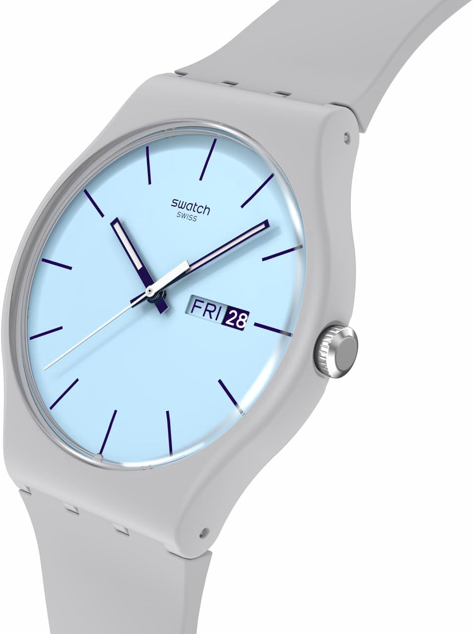 Swatch Nuevo Gent Biosourced Unisex Reloj Casual Polímero Gris Cuarzo Impermeable Blueberry Sky