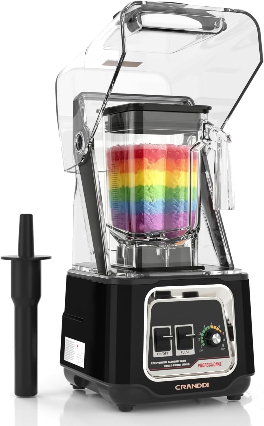 Licuadora comercial, licuadoras de encimera de 2200 W con escudo extraíble, licuadora silenciosa para batidos y trituración de hielo, licuadoras profesionales de 52 onzas, 38000 RPM para cocina, K80 (negro)