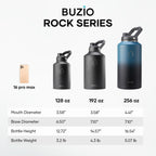 Botella de agua de 1 galón aislada Buzio, (mantiene el agua fría por 48 horas) 3.58 pulgadas de gran boca ancha a prueba de fugas, jarra de agua grande de 128 oz de acero inoxidable con asa de metal