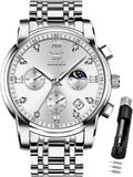 OLEVS Reloj para Hombre Diamante Negocios Vestimenta Analógico Acero Inoxidable a Prueba de Agua Lúmina Fecha Dos Tonos Lujo Casual de Muñeca