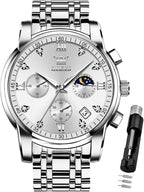 OLEVS Reloj para Hombre Diamante Negocios Vestimenta Analógico Acero Inoxidable a Prueba de Agua Lúmina Fecha Dos Tonos Lujo Casual de Muñeca