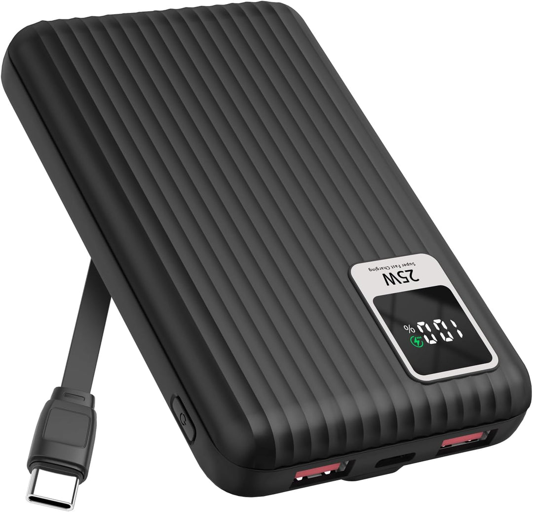 Cargador portátil de carga súper rápida de 25 W con cable integrado...