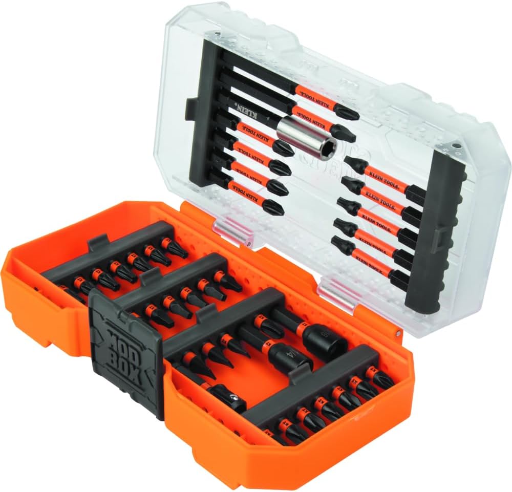 Klein Tools 33801 - Juego de puntas para controlador de impacto con llaves de tuerca magnéticas, puntas Phillips ProFlex S2 de acero, ranuradas, cuadradas, TORX con estuche, compatible con MODBox, 40